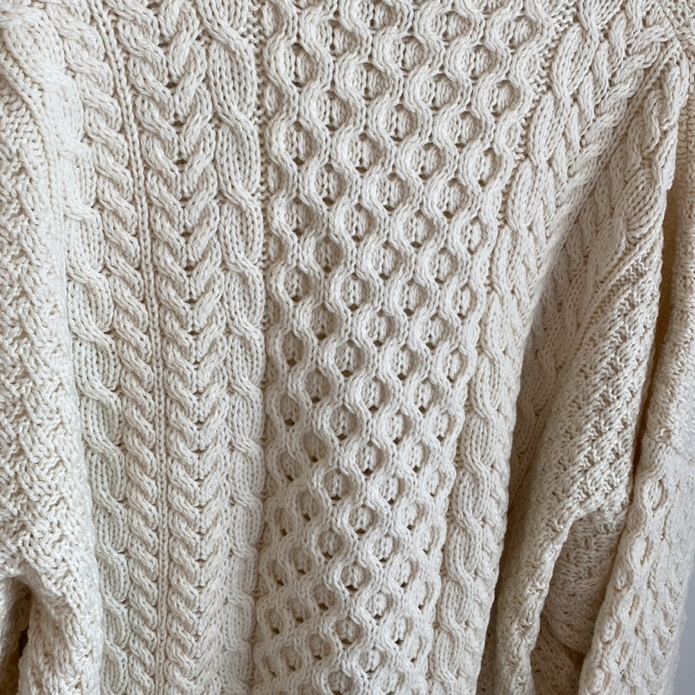 Blarney Woolen Mills Cream Wool Aran Sweater - Picture 7 of 10